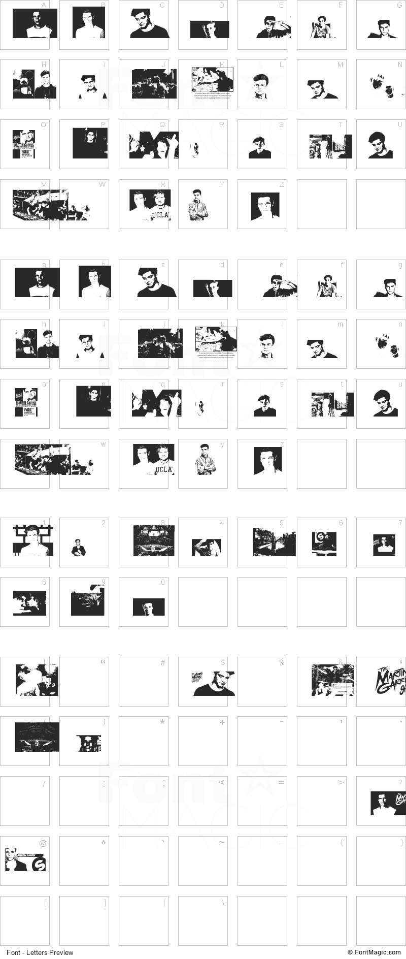 The Martin Garrix Font Font - All Latters Preview Chart